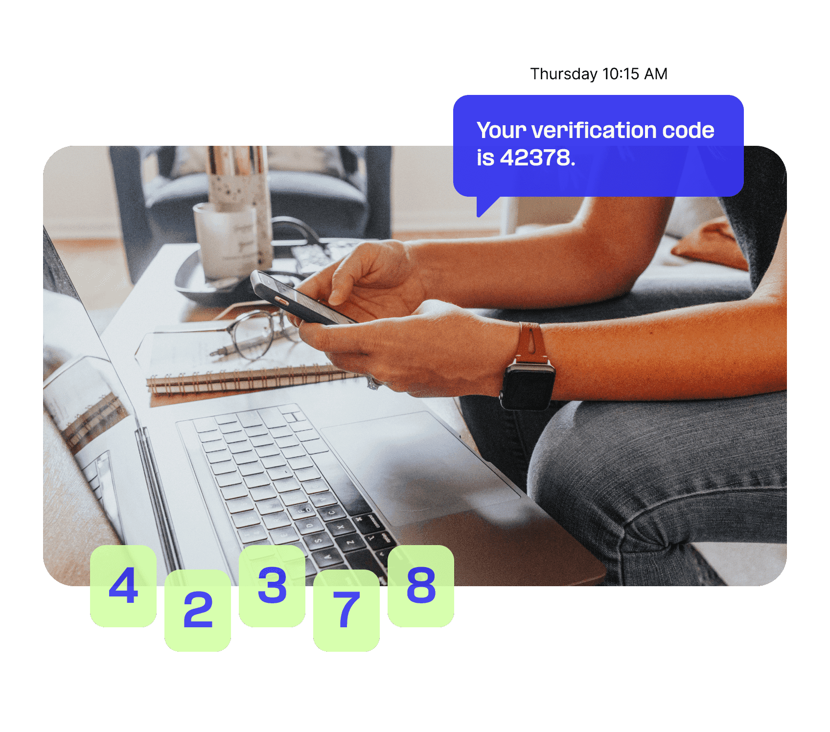 Man receives 2FA code on mobile device